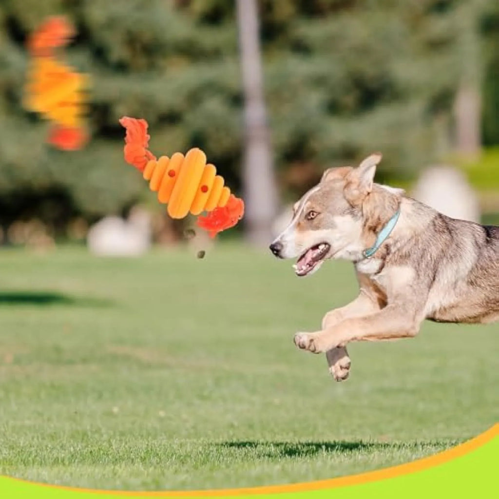Green and yellow interactive dog ball with knotted rope toy for large breeds