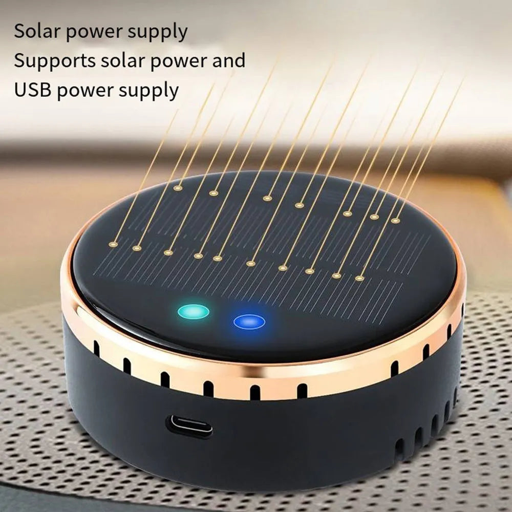 Solar-powered car air humidifier mounted on vehicle air conditioning vent