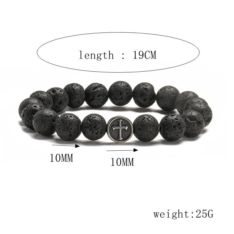 Geometric agate bracelet with volcanic colour stones and stainless steel finish