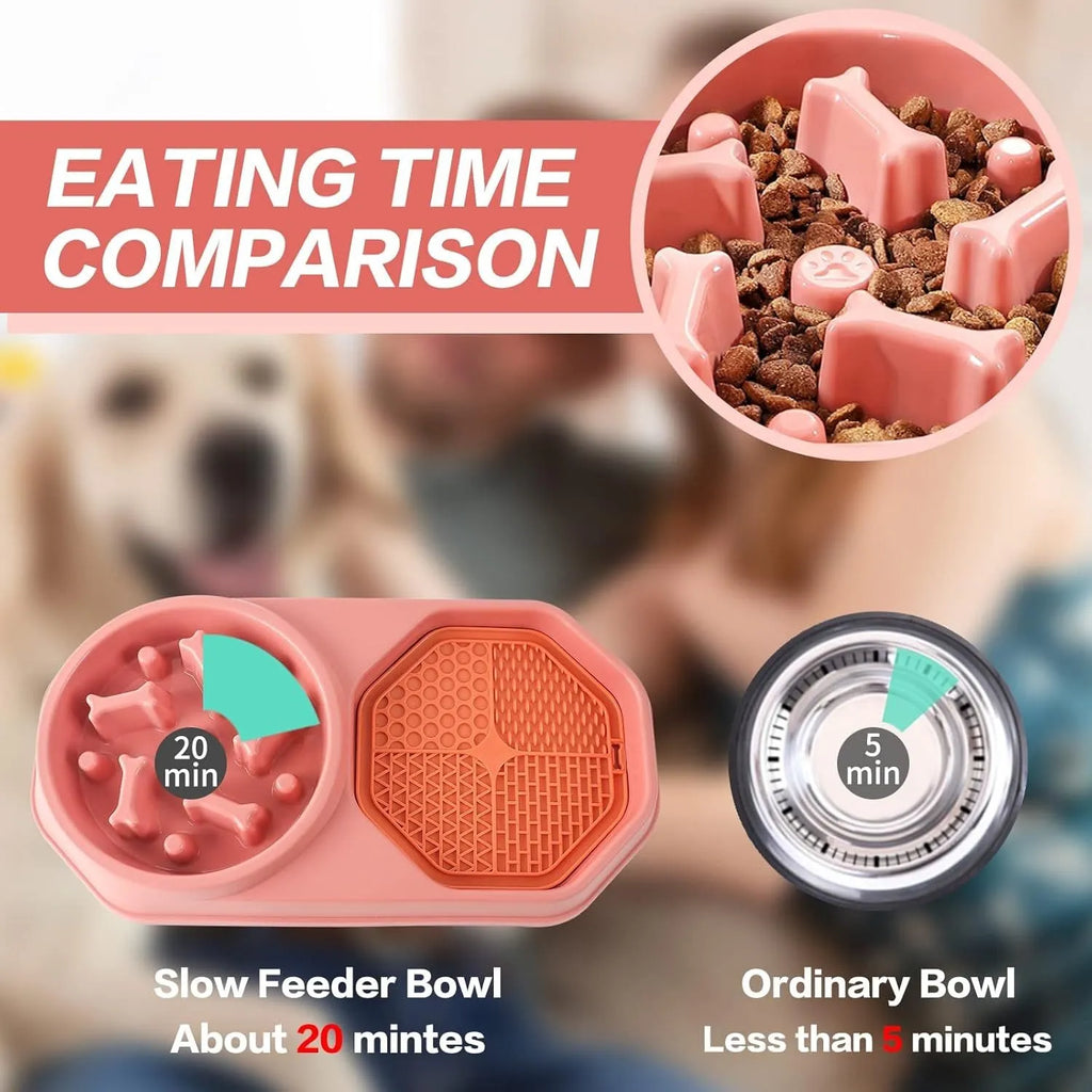 37cm diameter slow feeder dog bowl puzzle mat in blue, green, pink or yellow with non-slip base