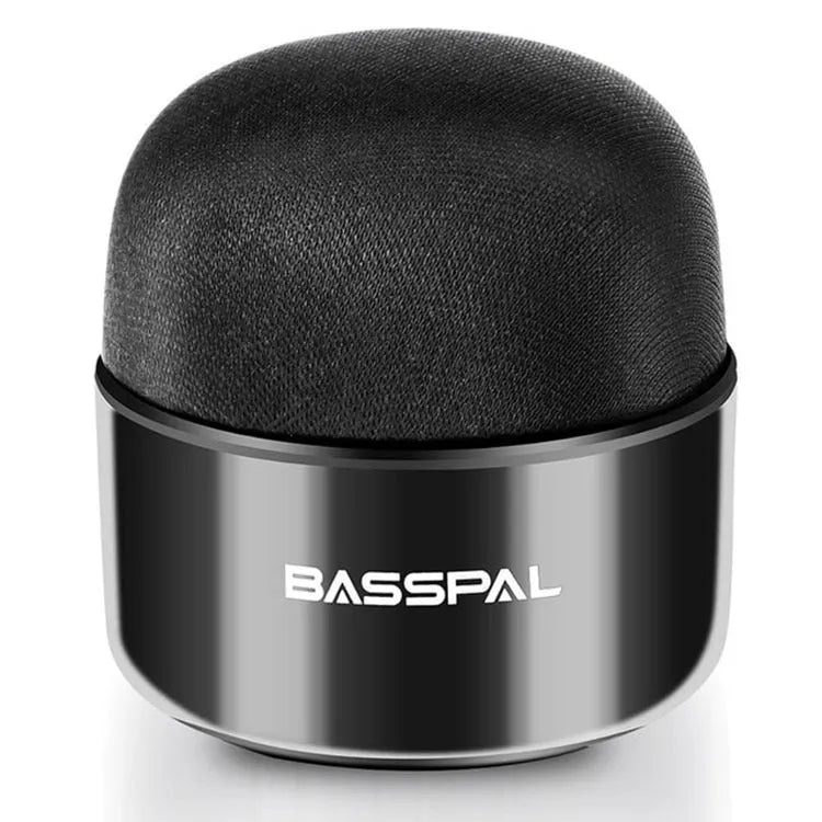 Black portable mini Bluetooth speaker with waterproof design and button controls