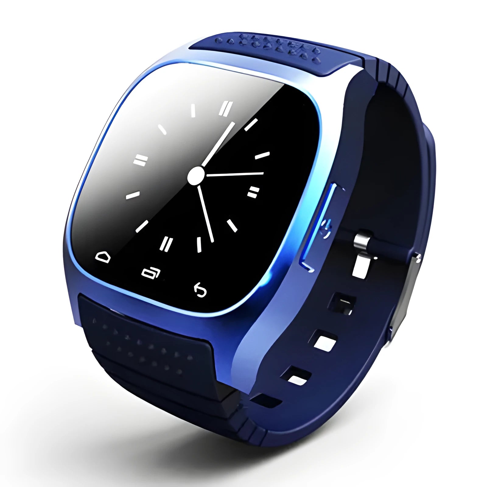Smart Bluetooth sports watch in white, blue or black colours compatible with iPhone and Android