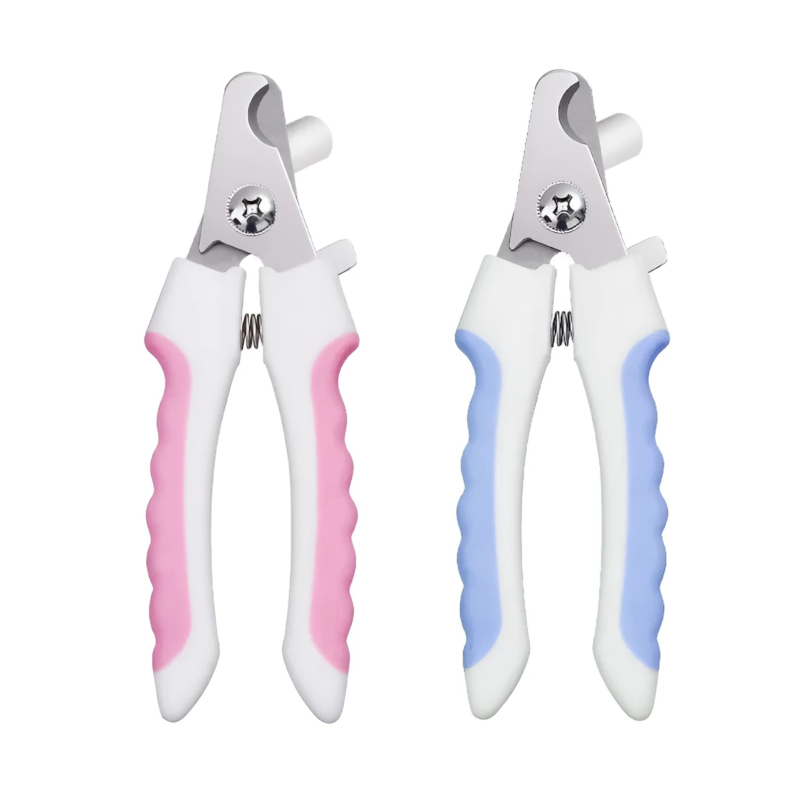 Pet nail clippers stainless steel half-moon blades with transparent baffle and mini nail file blue colour