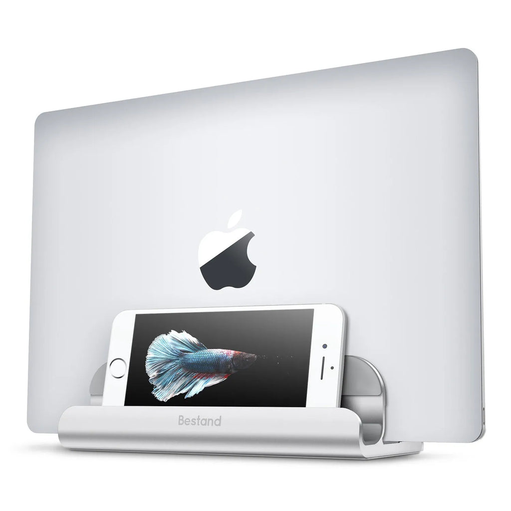 Silver aluminium alloy tablet lazy bracket on a desktop, 19x11.5x7.5cm universal fit