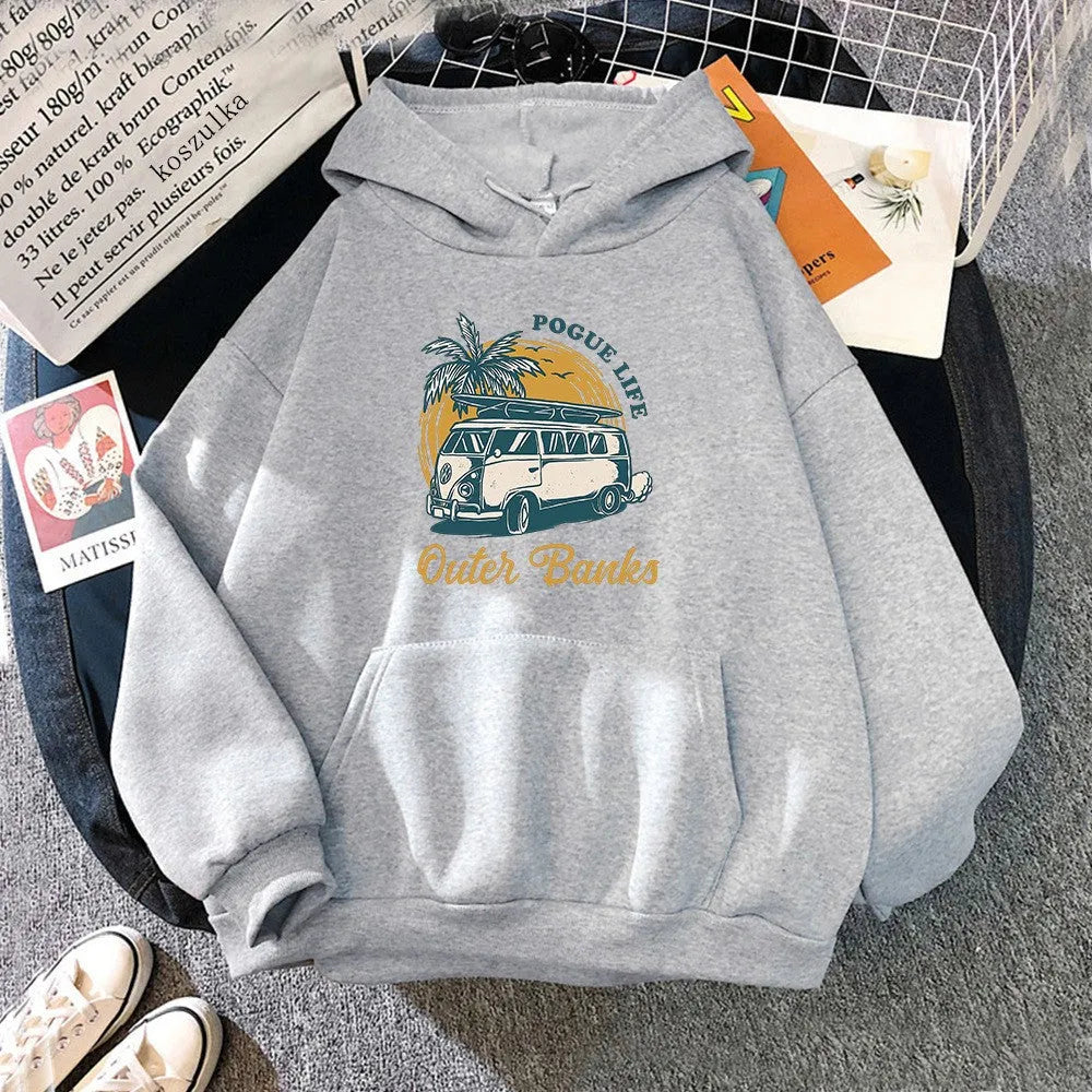 Bund Exploration hooded hoodie pullover with letter pattern for men and women, polyester fabric, long sleeves, available in multiple colours and sizes