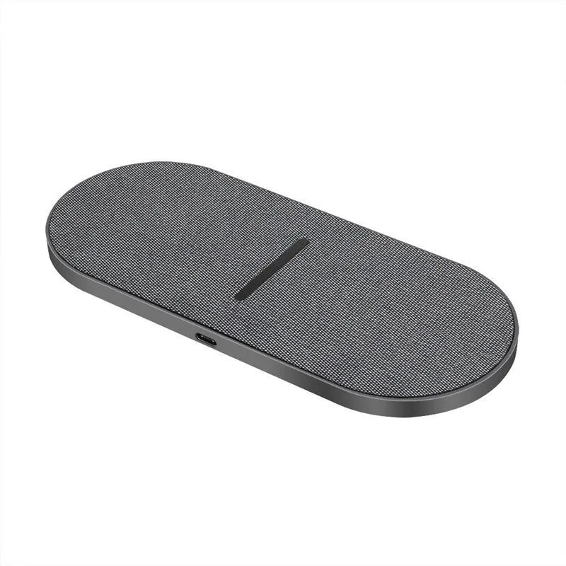 Black wireless charger pair with dual 10W charging pads and USB-C connection