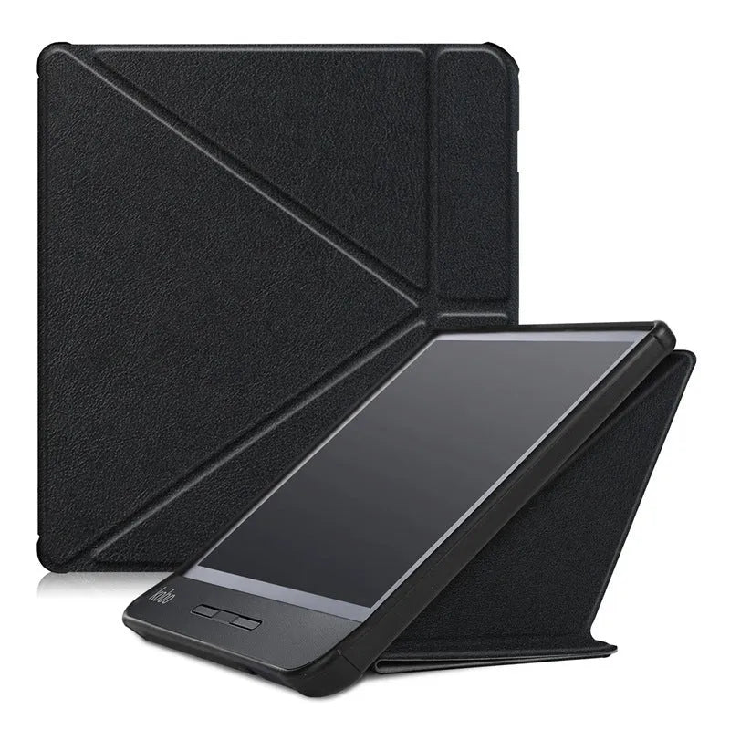Leather anti-fall cover for Kobo Forma 8-inch tablet in black with sleep function