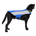 Winter dog coat with reflective strip for large breeds polyester safety jacket blue colour