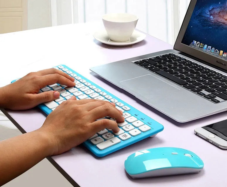 Wireless keyboard and mouse set with 96 keys and DPI switching mouse in multiple colour options