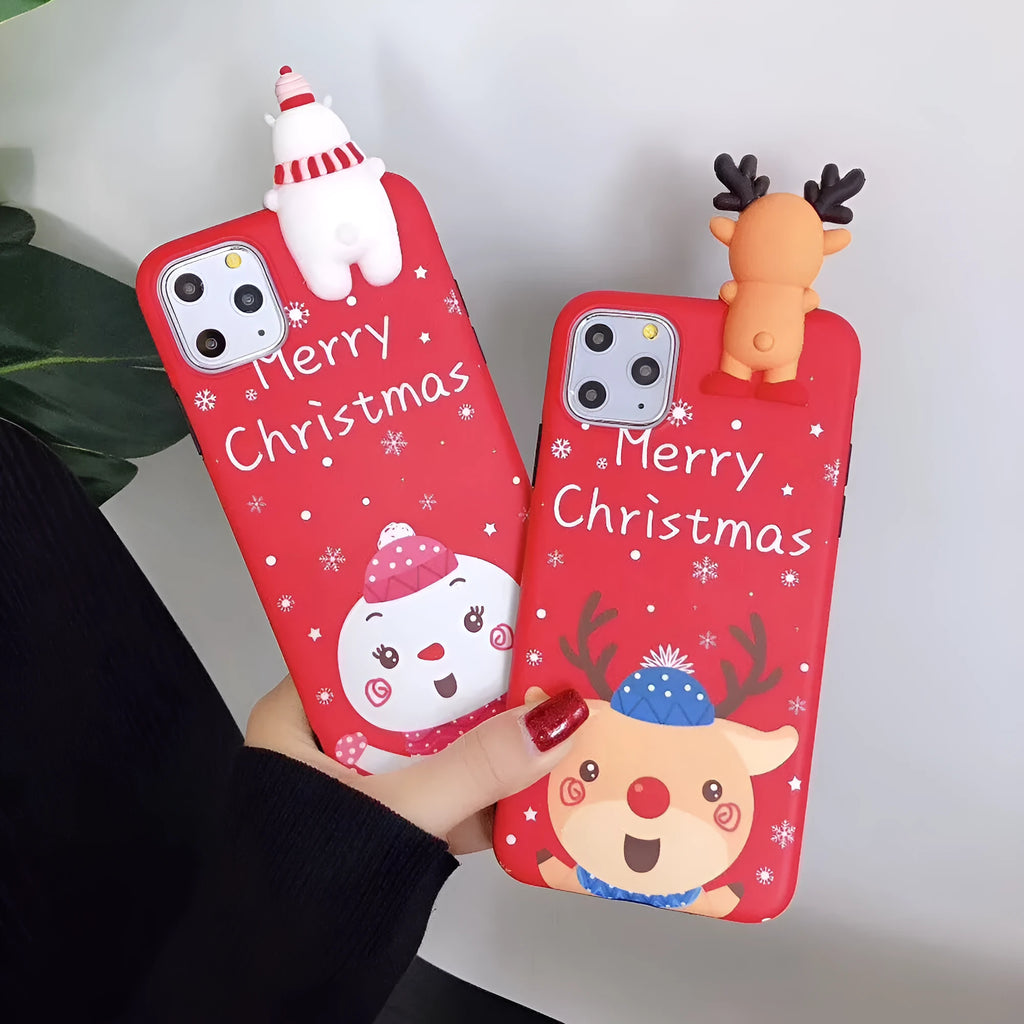 Christmas themed silicone phone case for iPhone models showing back cover design