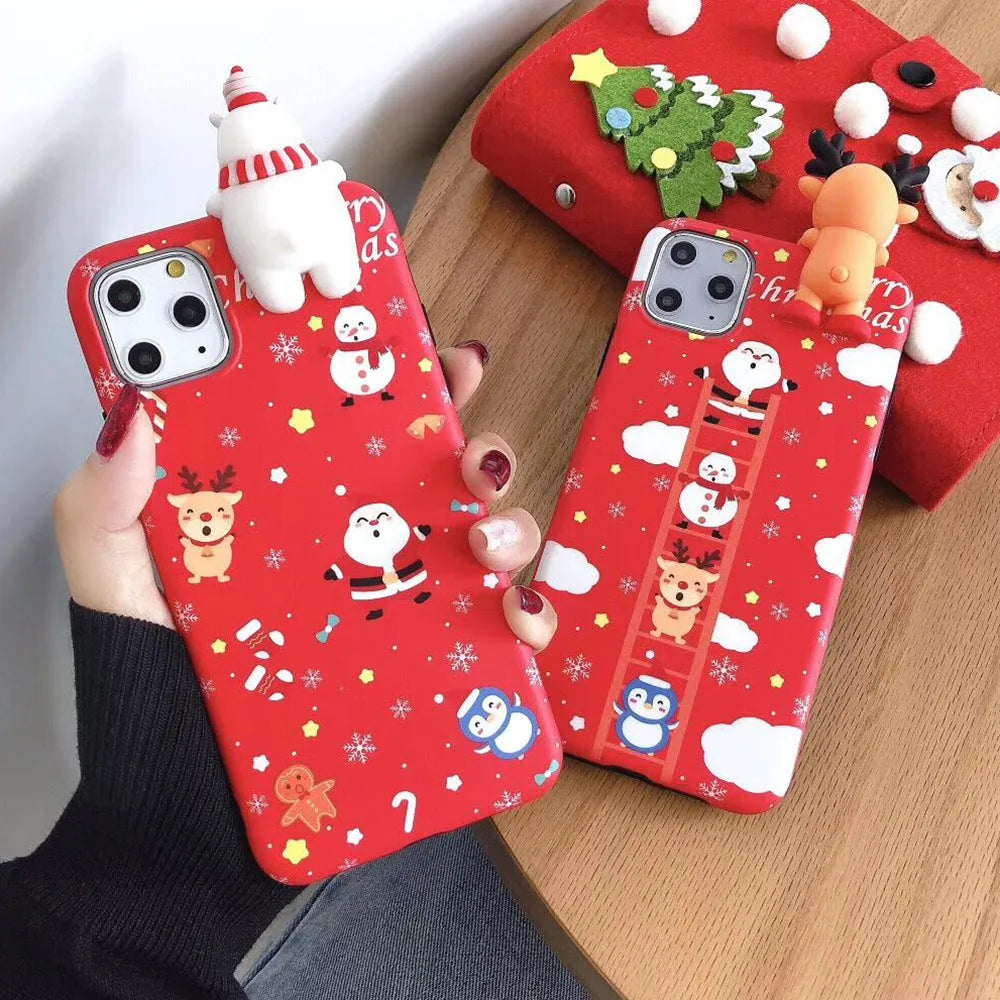 Christmas themed silicone phone case for iPhone models showing back cover design