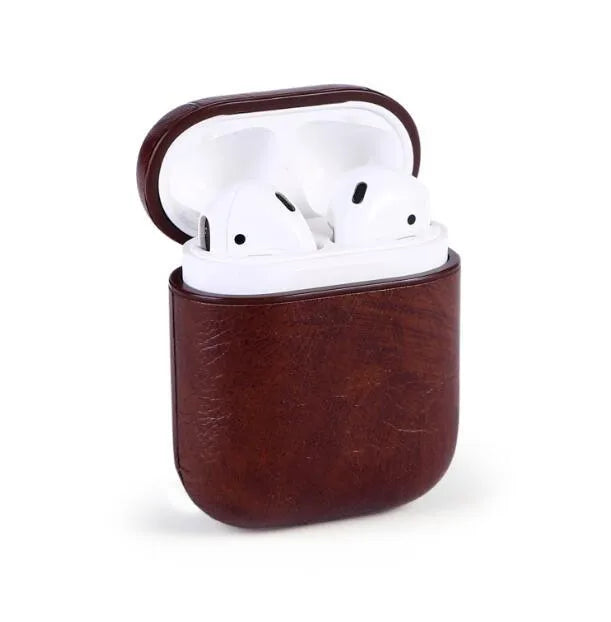 Genuine leather AirPods charging case in black, brown, light brown and red colour options