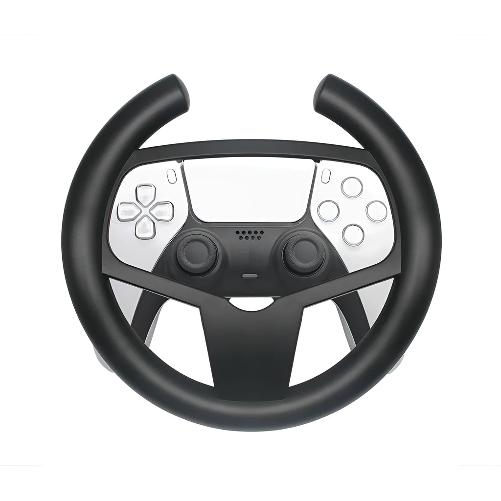 PS5 steering wheel attachment in black ABS plastic for Sony controller, single player racing accessory