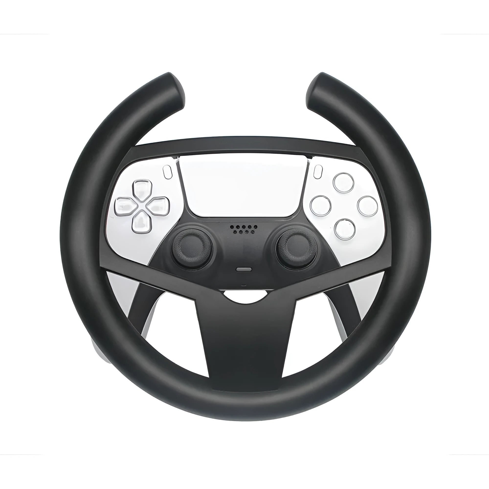 PS5 steering wheel attachment in black ABS plastic for Sony controller, single player racing accessory