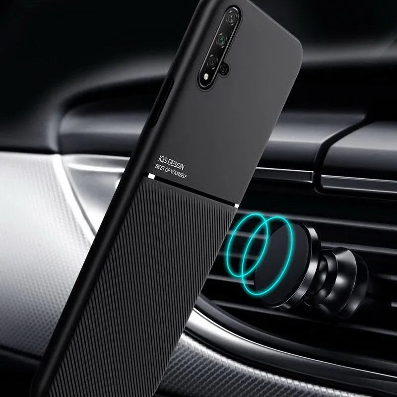 Huawei magnetic friction anti-fall back cover in black with PU leather finish and TPU inner shell for P30 Pro.