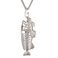 Fish bone pendant necklace in titanium steel with gold plated finish