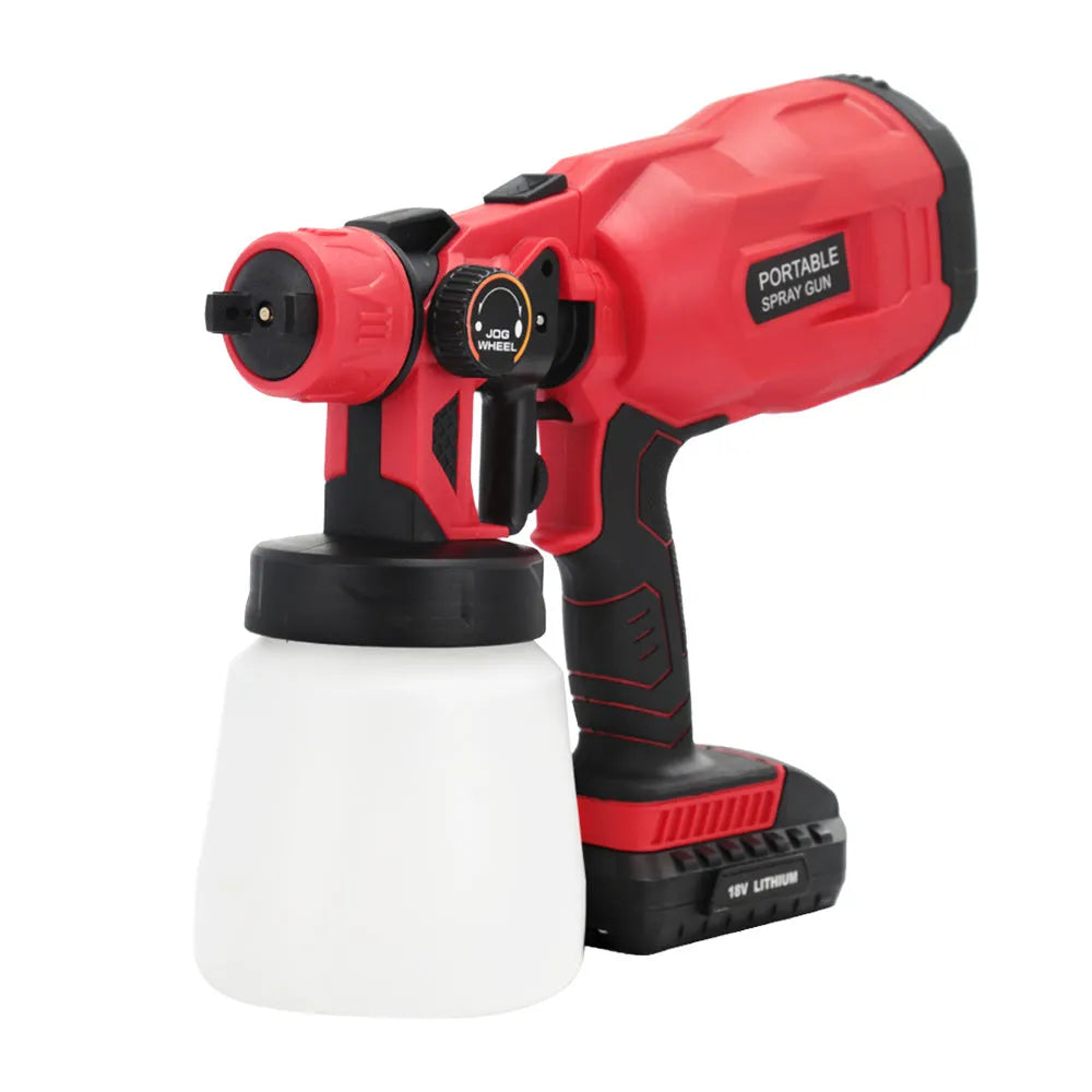 Blue cordless electric paint spray gun with 800ml container and trigger