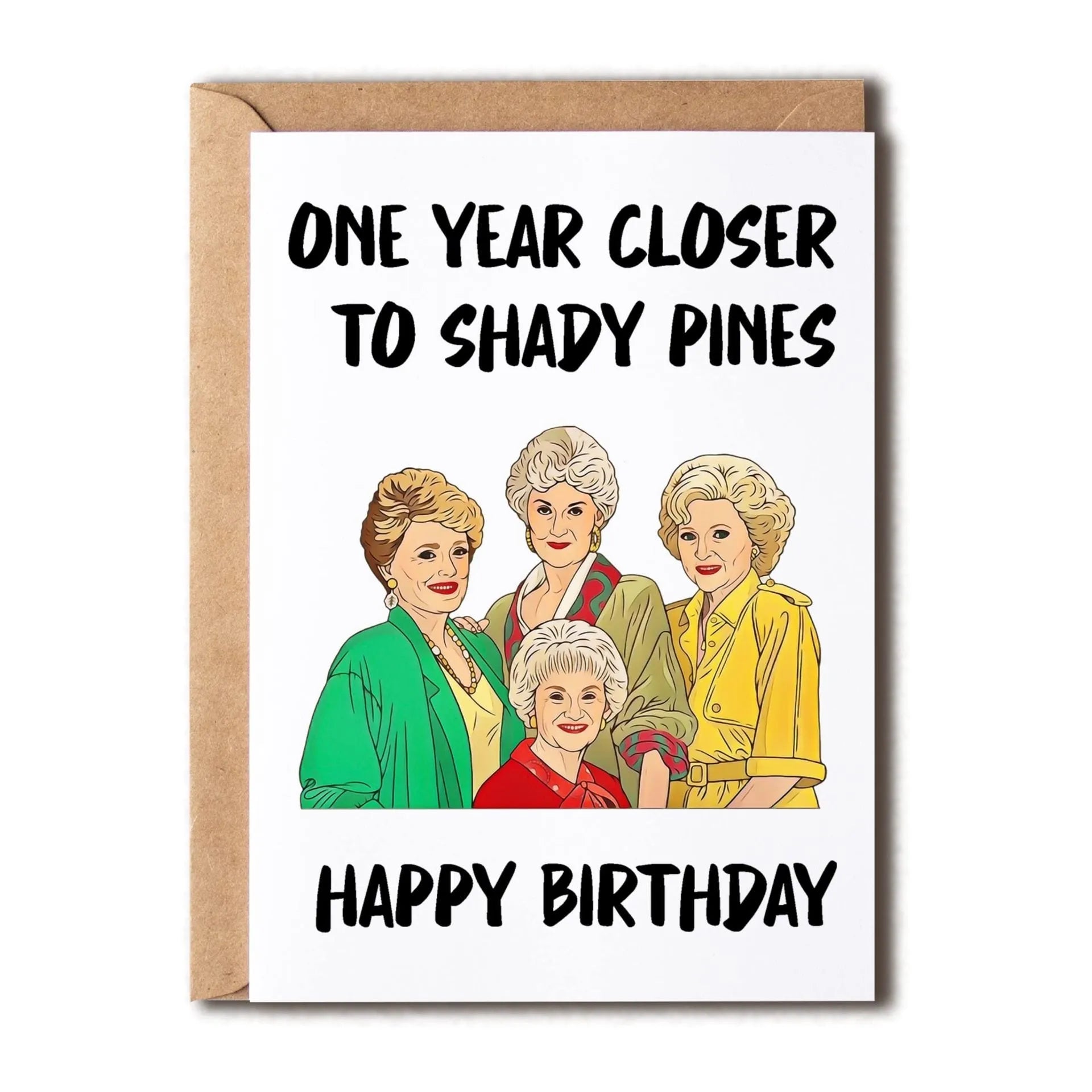 Simple modern birthday greeting card with a choice of coloured envelopes in two sizes.