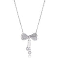 Women's S925 sterling silver bow pendant necklace on O-ring chain