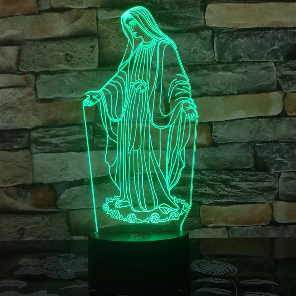 3D LED night light showing laser-engraved acrylic creating dual ring patterns with colourful illumination
