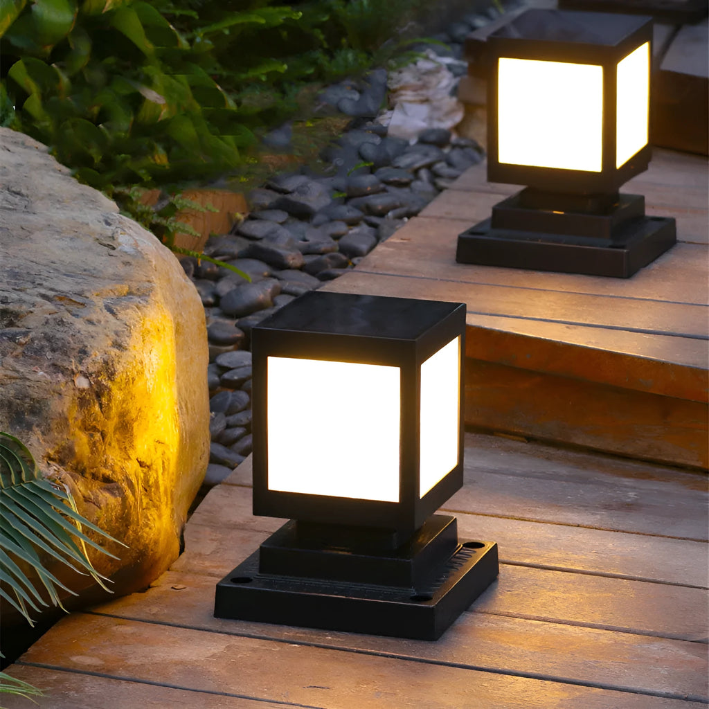 Waterproof solar garden lights with LED illumination for outdoor landscape and pathway lighting