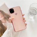 Blue TPU luxury plating love back cover case on an iPhone.