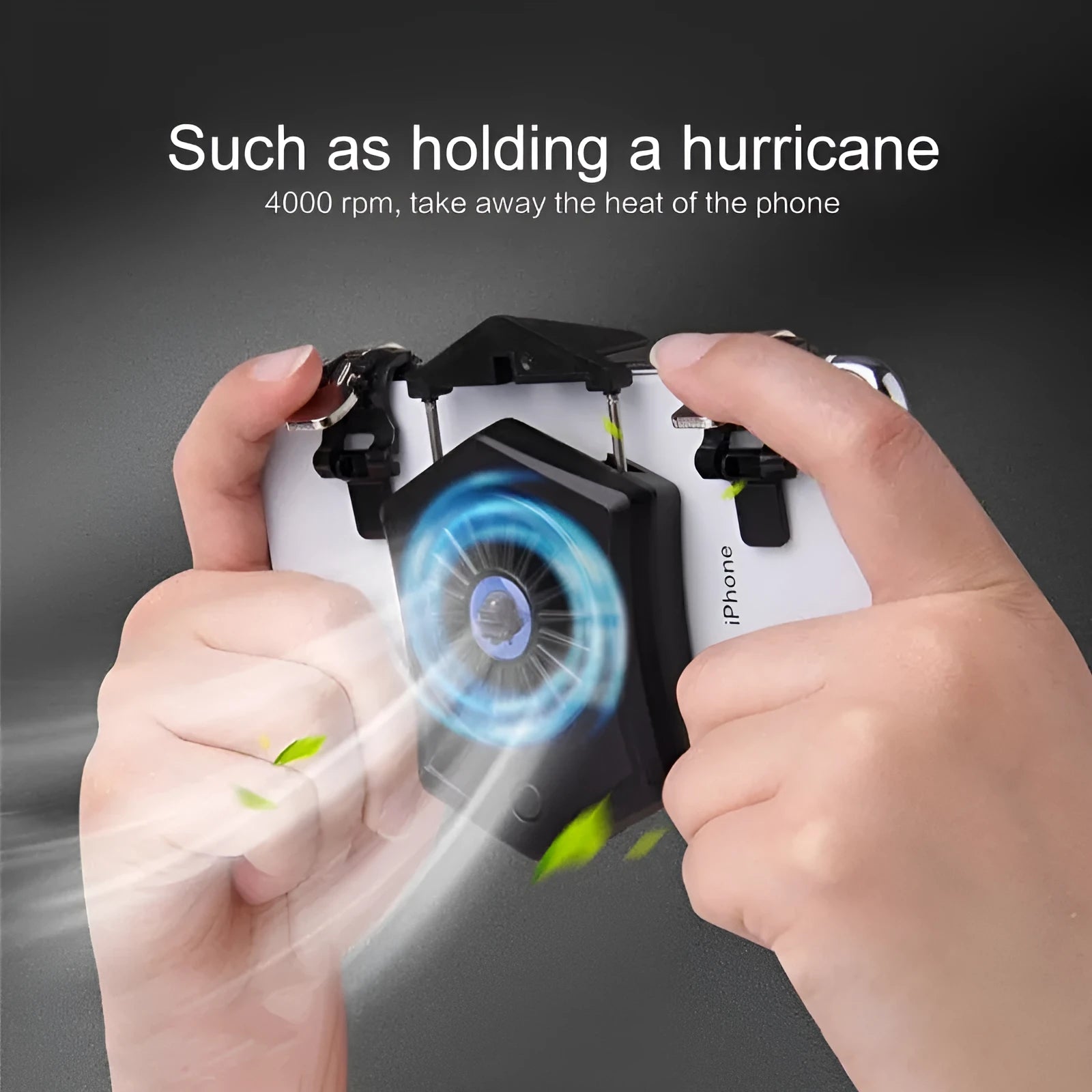 Black and white mobile phone radiator with USB interface for gaming device cooling