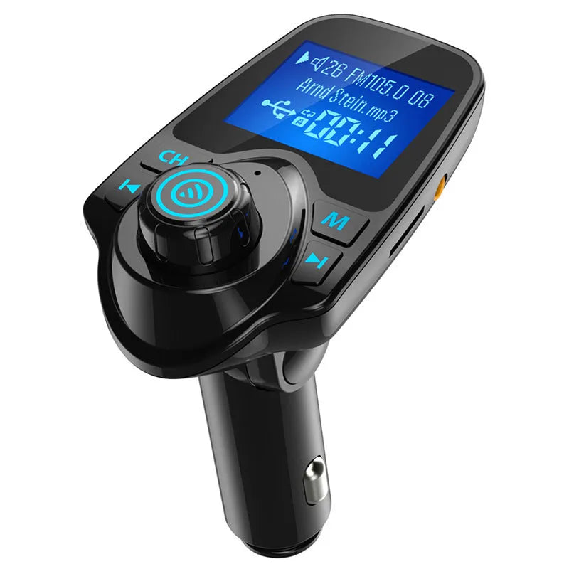 Black G7 Bluetooth car FM transmitter with hands-free calling and USB charging port