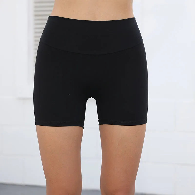 Women's high waist hip lifting sports shorts with pockets in avocado green colour