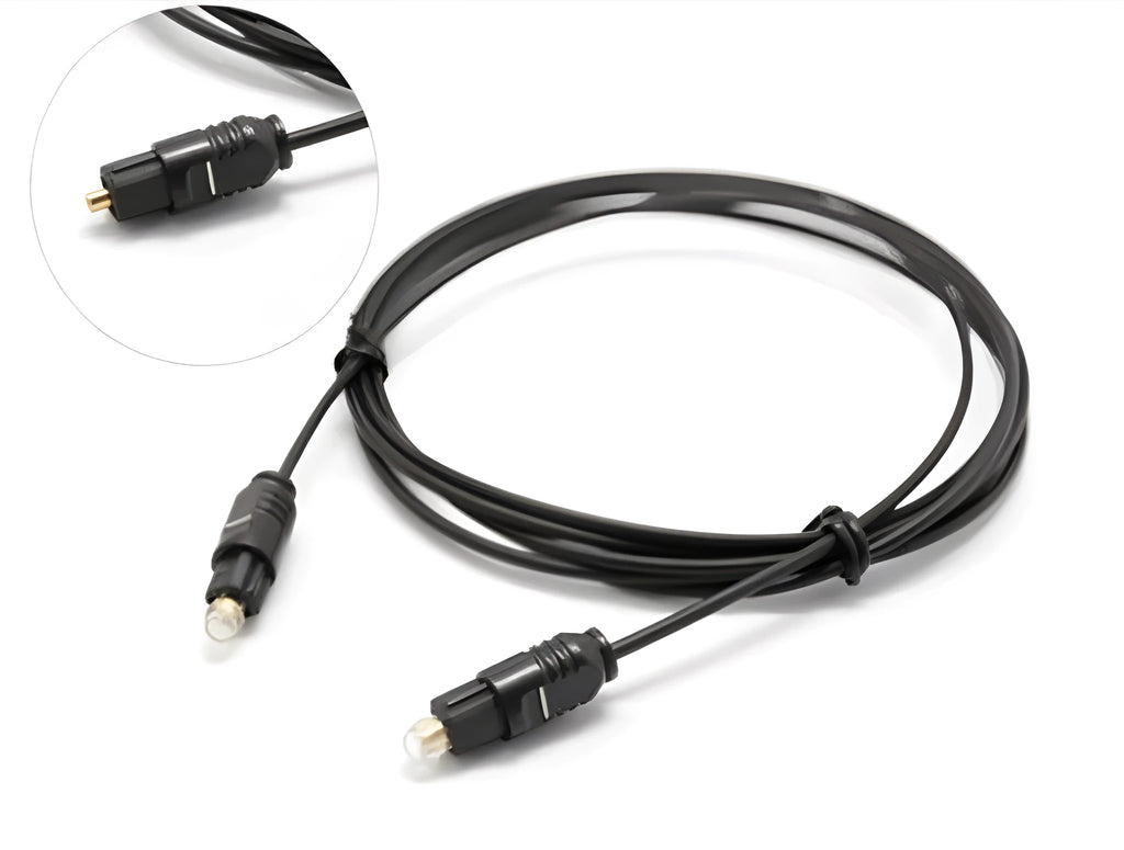 OD2.2 optical digital audio cable with Toslink connectors, shown in available lengths from 1 to 30 metres.