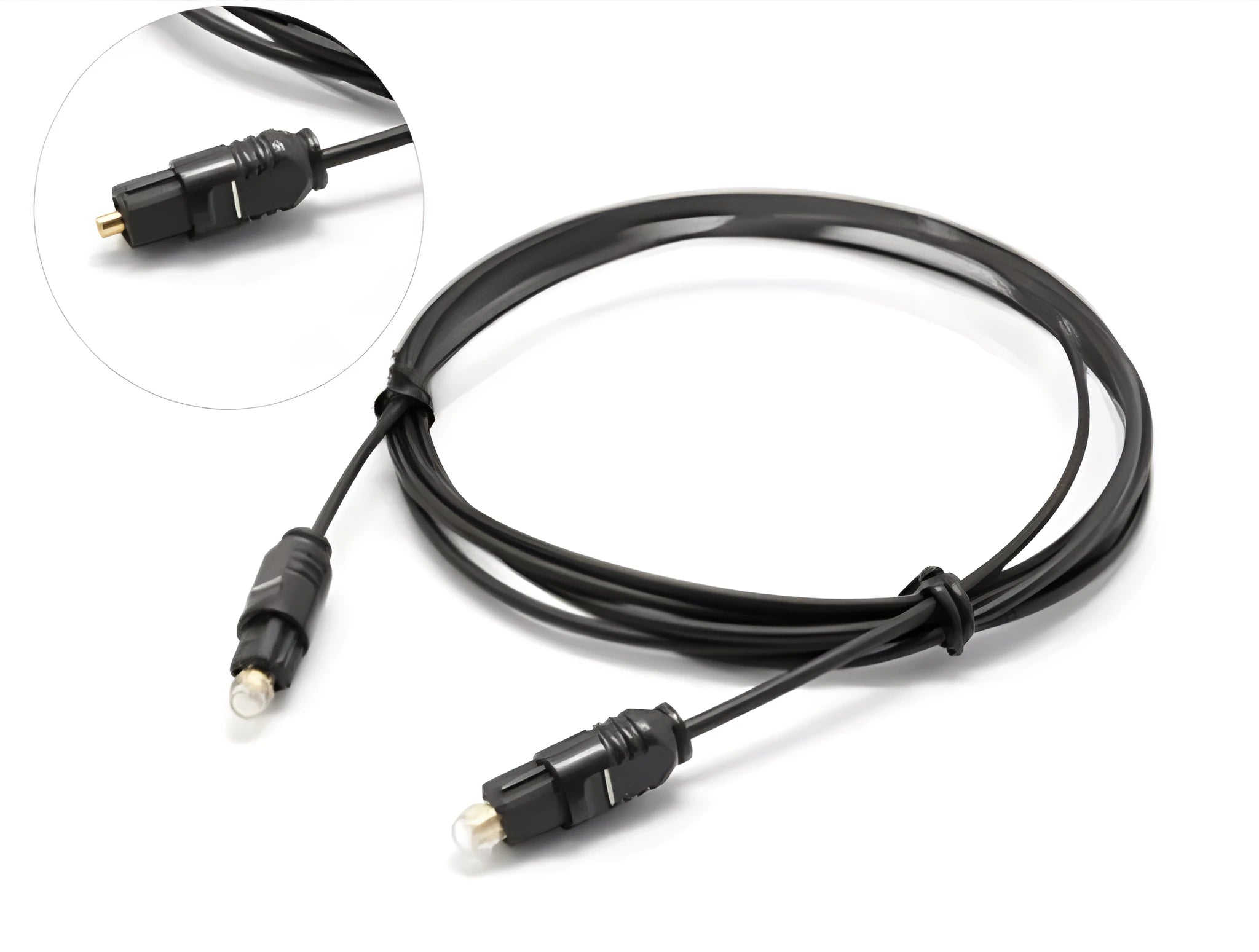 OD2.2 optical digital audio cable with Toslink connectors, shown in available lengths from 1 to 30 metres.