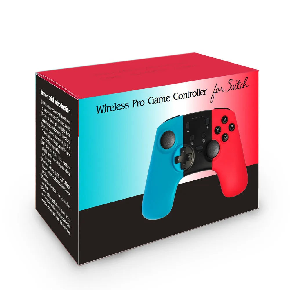SWH Wireless Nintendo Switch game controller showing buttons, analog sticks, and LED indicators.