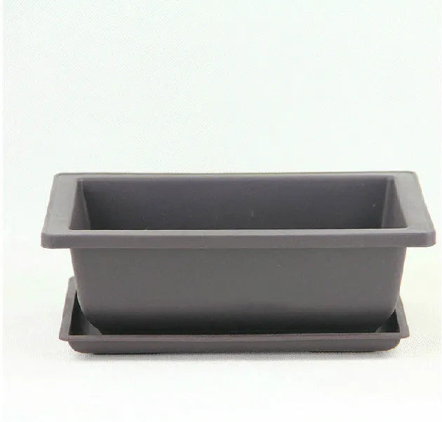 Dark brown antique style recycled plastic plant pot in large rectangle shape for garden or home use