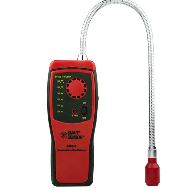 AS8800L portable flammable gas detector with LED alarm lights and compact handheld design