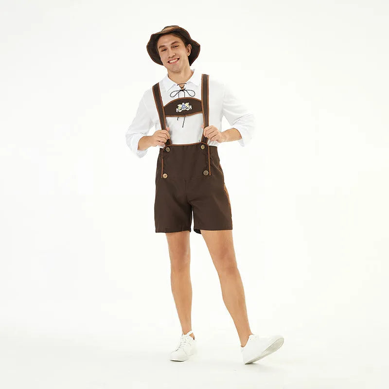 Men's Oktoberfest beer festival clothing suit in 3350 colour with top, suspender overalls, and hat