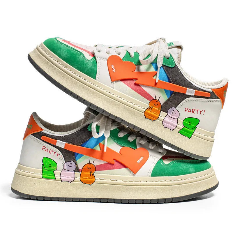 Casual lace-up sneakers in simple plain design for outdoor wear