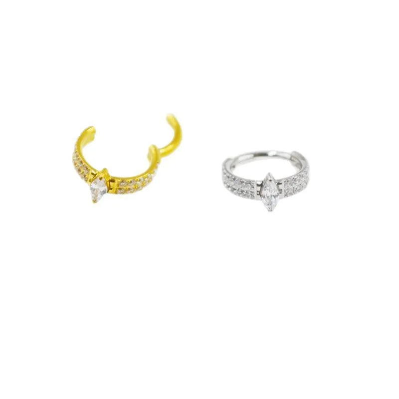 Heart shaped zircon earrings in silver or gold colour, 1.2x8mm size, 316 titanium steel construction