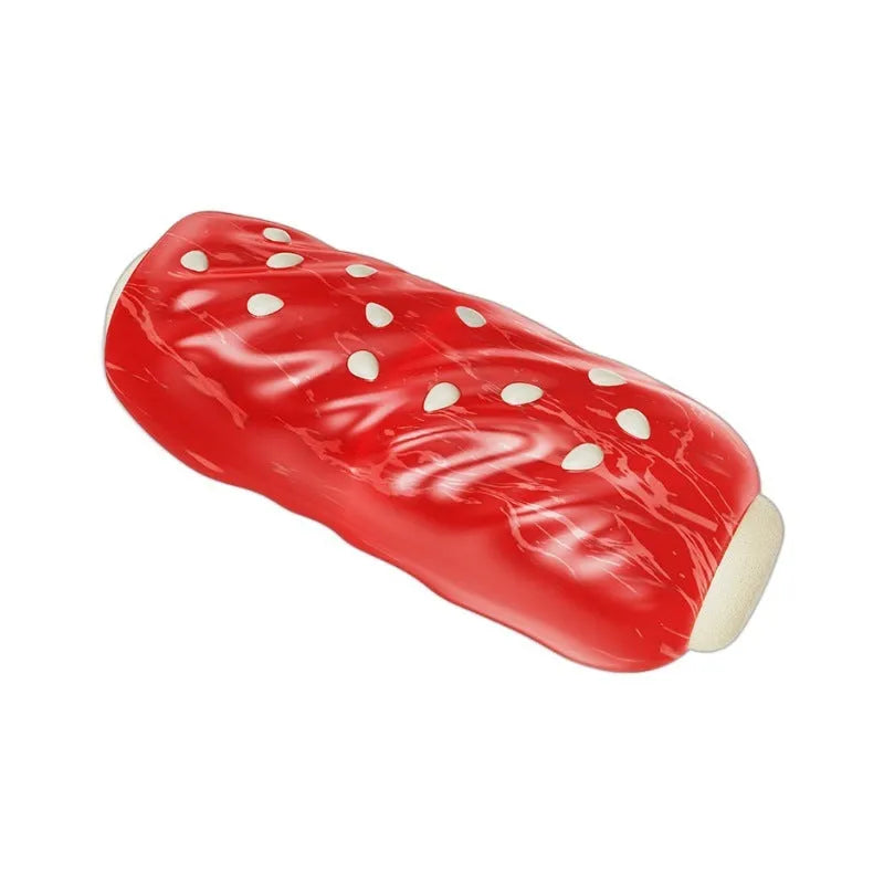 Primary colour plastic molar rod dog toy with glue toothbrush-shaped centre for dental chewing