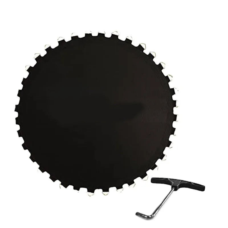 Round polypropylene elastic trampoline fabric with multiple attachment buttons for frame replacement