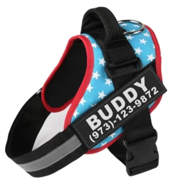 Adjustable reflective dog harness with no-pull design in multiple colour options