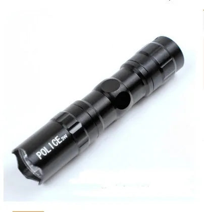 Black aluminium alloy LED mini flashlight with compact 9.5cm design and strong beam