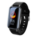 Call Bracelet smart fitness tracker on a wrist showing heart rate monitoring, available in black, blue, and coffee colours.