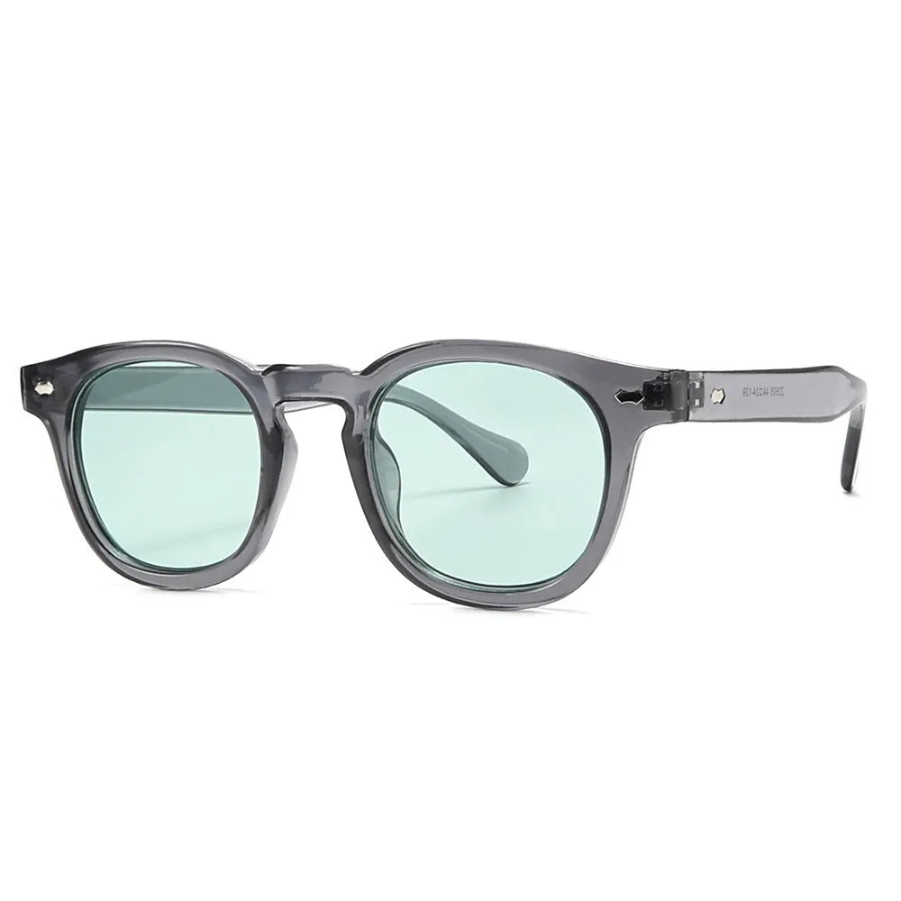 Simple round rim sunglasses with plastic frames available in multiple colour variations