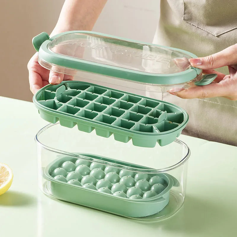 DIY silicone ice grid 2-layer set 54 ice cubes Fresh Green hard base portable ice box