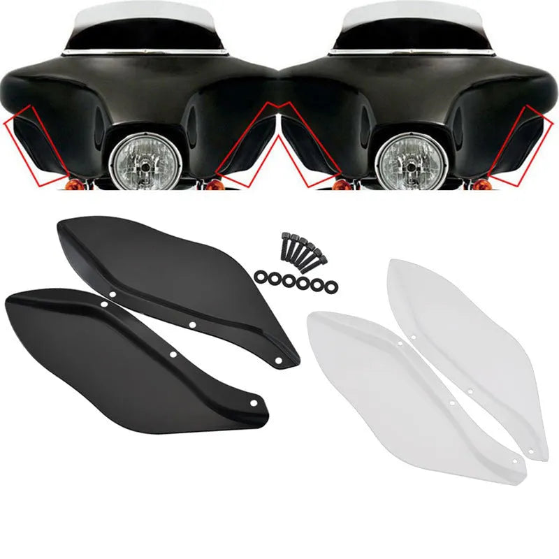 Harley-Davidson motorcycle gliding side wing headlight cover set in black and transparent ABS