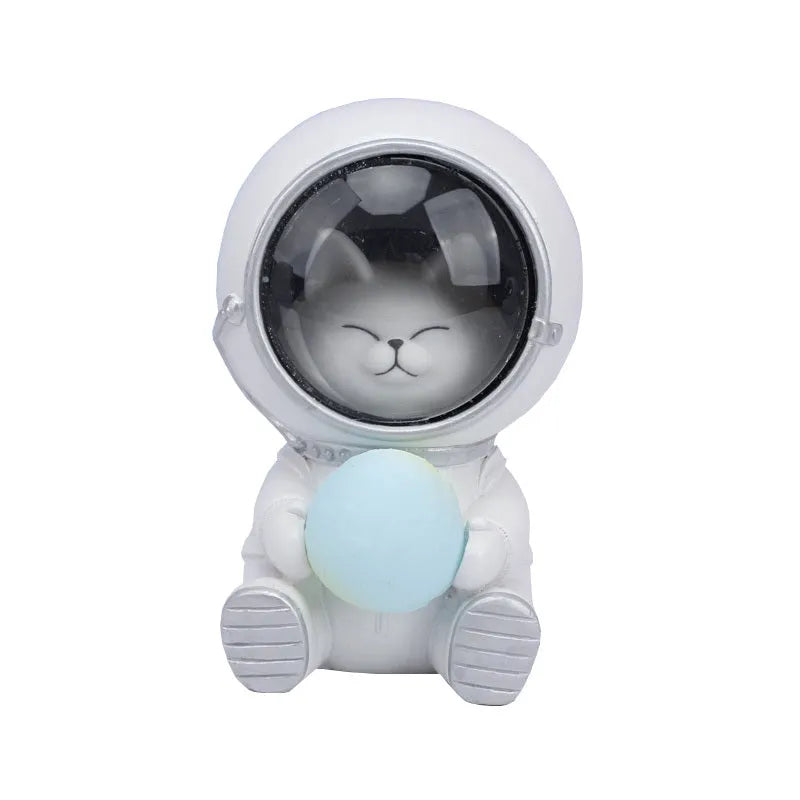 Starry sky animal night light resin lamp featuring bear, kitten, and puppy with LED glow, 9.5x10.5x13cm