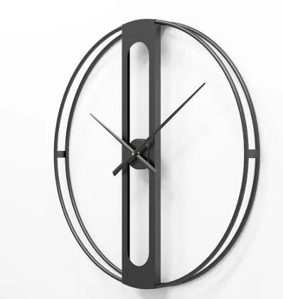 Round metal wall clock with 50cm diameter in black or gold colour option