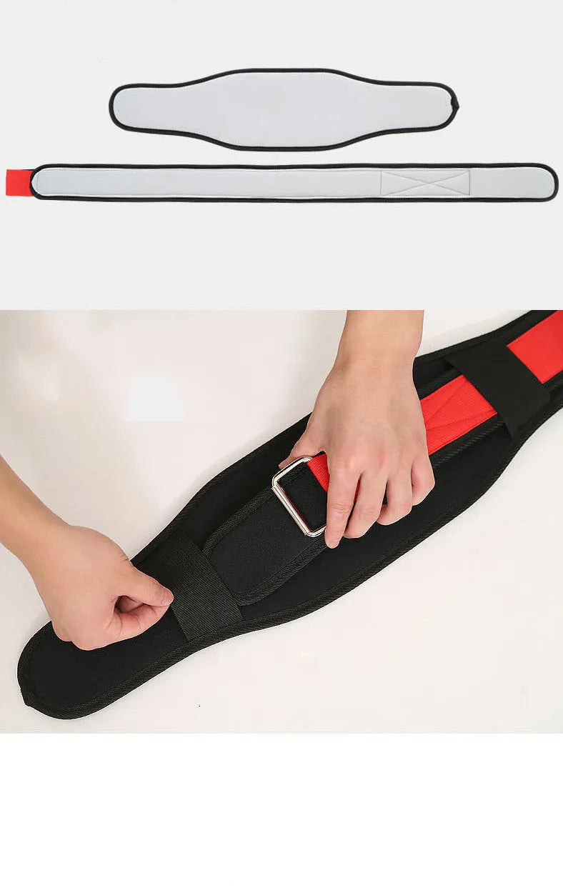 Nylon fitness weightlifting waistband support belt in black colour showing abdominal support design