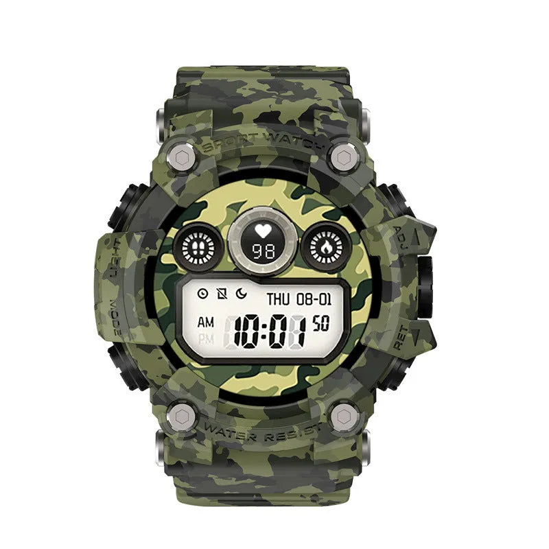 Black T6 Tactical Rugged Smart Watch with 1.3 inch screen on wrist