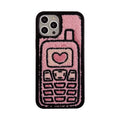 Pink TPU iPhone case with towel embroidery design on back